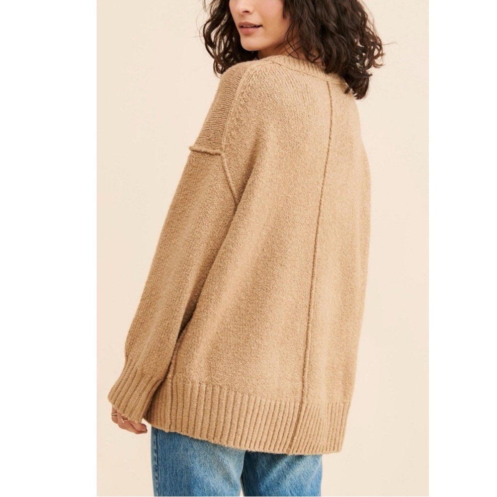 Free People Retro 90s Brookside Slouchy Tunic Sweater Camel Tan Medium - Picture 13 of 17